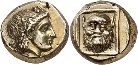 Lesbos - Mytilene. Hecté en électrum (375-325 BC.).